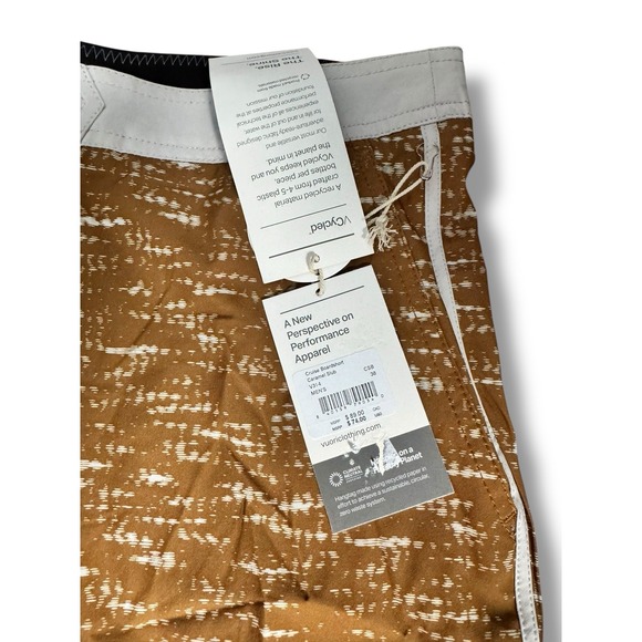 Vuori Mens Cruise Board Shorts Caramel Slub Swimsuit  Trunks Sz 38 NEW - Picture 3 of 7